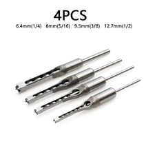 목공용 각끌 비트 홈파기 사각 각끌날 기리 치즐 드릴 /6.4/8/9.5/12.7mm, 4PCS, 6.4/8/9.5/12.7mm, 1개