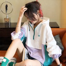 Tagi.봄가을 여성 캐주얼 후드 점퍼 루즈핏 트렌치코트 경량 자켓