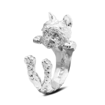 캐시미어 스퀘어 도그피버 요크셔 테리어 실버 허그링 반지