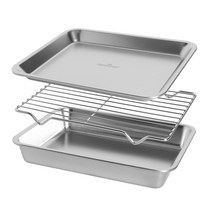 퀸센스 프리미엄 스텐 트레이 3종세트 대 튀김 쟁반 사각 밧드, 퀸센스 스텐 사각 트레이 3p (대)