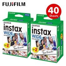 카메라 정품 후지 인스탁스 와이드 필름 흰색 20 시트 인스턴트 폴라로이드 사진 카메라 300/200/210/100/5, 02 White edge 40 sheets