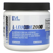 EVLUTIONNUTRITION L-류신 2000 언플레이버드 글루텐 프리 비건, 200g, 1개