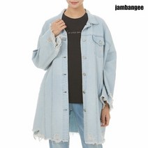 여성 오버사이즈 롱기장 구제 탈색워싱 데님자켓 AJ1DDJ62-LB