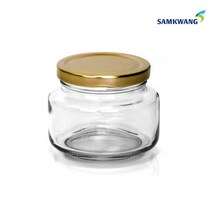 삼광유리 유리병 낮은병 쨈병 과일청 양념병 보관용기 캐니스터 264ml, 블랙(뚜껑)