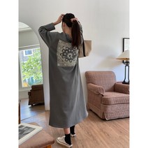 2color 빅사이즈 피그먼트나염 반다나 오버핏 코튼 맨투맨 롱원피스 키큰여자