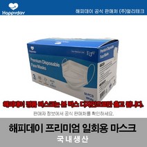 해피데이 국내생산 3겹 일회용마스크 50매 - 해피데이군용핫팩브랜드, 1박스