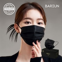 바른 일회용 마스크 블랙 성인용, 4개, 50개입