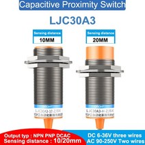 포토센서동작감지센서적외선 센서 LJC30A3 DC 6-36V M12 3 선 NPN PNP NO NC 10/20mm 감지 거리 정전 용량 근접 스위치, DC NPN NO_10MM distance