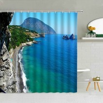 샤워커튼추천 이케아압축봉 이케아샤워커튼 욕실커튼 방수커튼 비닐가림막 녹색 식물 나무 다리 일출 풍경 샤워 커튼 산 강 벽 욕실 장식 봄 자연 풍경 커튼, 4922X, 240x180cm-94x70인치