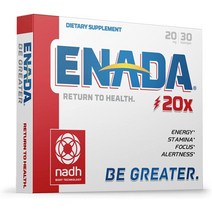 미국직구 에나다 20 x NADH 서플먼트 에너지 스피릿 컨센트레이트 스태미너 리스토어기 20mg NADH 30 로젠(1인분당 1개) 여성 및 남성용 네이쳐 에너지 서플먼트