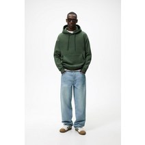 자라 ZARA 남성 베이직 후드 스웨트셔츠 - 암녹색