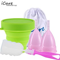 생리컵 4pc 1pc 의료 실리콘 생리 컵 살균기 여성 위생 재사용 가능한 생리 수집기, 어번