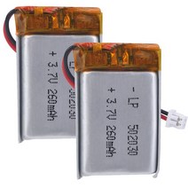 502030 리튬 폴리머 충전식 배터리 MP3 MP4 스피커 타코그래프 자동차 DVR 카메라 블루투스 헤드셋 3.7V 260mAh, Black