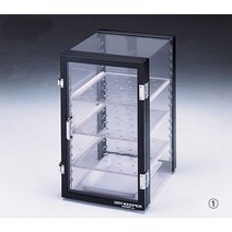 Sanplatec 소형 사각 수직형 데시케이터 Small Desiccator Vertical Type Cabinet 36L Black 투명, 추가선반(고리포함)