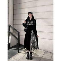 프랑스 복고풍 벨벳 메쉬 드레스 여성 봄과 가을 햅번 스타일의 작은 검은 드레스 우아한 기질 허리 얇은 중간 길이의 검은 드레스