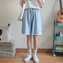 면트레이닝반바지 예야계 패치워크 퍼트리밍 츄리닝반바지 여성 여름 와이드 루즈핏 스트레이트핏 일자 얇은 2535821298