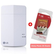 핸드폰사진인화기 사진출력기LG 인화지 2x3 인치 안드로이드 ios용 PD251 화이트 컬러 휴대 전화 스냅 포토, 02 Set-1
