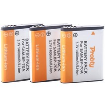 [기타촬영용품]BP-70A 1400mAh 교체 배터리 + 충전기 삼성 SL50 SL600 ES65, 3 battery