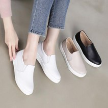 이나슈즈 발편한 베이직 천연 소가죽 통굽 슬립온 3cm