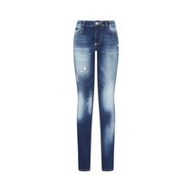 PHILIPP PLEIN 필립플레인 여성 로고 패치 디스트로이드 제깅 팬츠 - 다크 블루