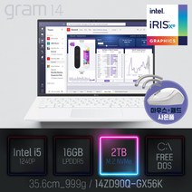 LG 2022 그램14(12세대) 14ZD90Q-GX56K [이벤트 한컴오피스 증정], Free DOS, 16GB, 2TB, 코어i5, 화이트