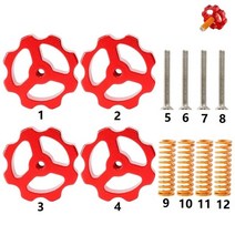 atv부품 4륜바이크부품 경사로 12pcs m4 나사 너트 열 침대 레벨링 스프링 손잡이 부품 cr10 ender 3 용 3d 프린터 플랫폼 보정 액세서리, 레벨링 키트 12개