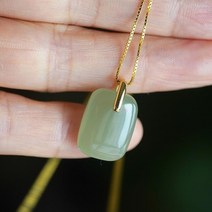 향수 고체 아로마 목걸이 여성 빈티지 천연 사각형 옥 상감 펜던트 쥬얼리, [01] 골드 컬러