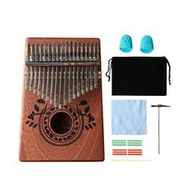 kalimba 엄지 피아노 17 건반 초심자 세트 마호가니 초경량 천 키 스티커 굴절식 해머 칼림바 악보 컬렉션 일본어 설명서 포함, 나뭇잎