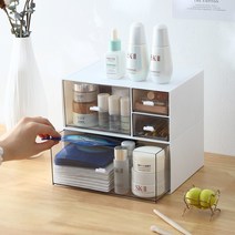 똑소녀 수납정리함 투명 미니서랍 다용도 데스크 무한수납정리함, 03.키높이 수납함 블루, 3칸