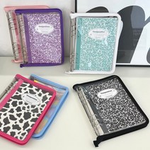 A5 6공 지퍼 바인더 투명 컴포지션 만년 다이어리, 민트