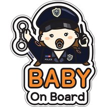긱베어 아기차량 아이가 아기가 타고있어요 스티커 반사 자석, 경찰여아, 1개
