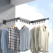 3단 폴딩 벽걸이 빨래건조대 베란다 이불건조대 블랙 접이식 빨래건조대