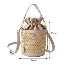 빨대가방 여름 해변 라운드 밀짚 토트 백 라피아 버킷 가방 어깨 메신저 핸드백 디자이너 여성