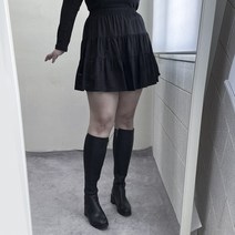 리얼핏 하체비만 빅사이즈 통넓은 스판 밴딩 가죽 레더 빅사이즈 롱부츠 4cm