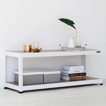 슈랙엣홈 무볼트 조립식앵글선반 2단 블랙 화이트 스탠드선반, 선반 2단 높이600 화이트/800x300 (WxD)