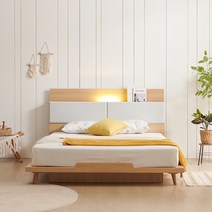 상일리베가구 블로썸 LED조명 침대 프레임 SSQK, 오크