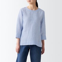 무인양품 여성용 MUJI 오가닉 리넨 워싱 7부 소매 블라우스 BCA25ZZZ