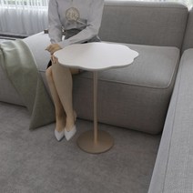 빈티지 철제 원형 미니 침대 거실 쇼파 사이드 테이블, 화이트