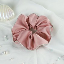 어닝 테라스 차량용 비가림 천막 빅사이즈 새틴 실크 라인석 스 크런치 탄성 고무 헤어 밴드 여성 소녀 머리띠 포니 테일 홀더 액세서리, [01] APink