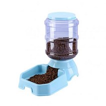 1pc 실용적인 3.8l 자동 애완 동물 피더 대용량 물 식품 홀더 개 마시는 그릇 애완 동물 공급 액세서리, 파란색 사각형 사료통