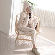 유민플러스 기모 여성 후드 트레이닝 세트 후리스