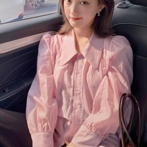 여성블라우스남방 전문점 궤짝을 치우다 2023 봄 타입 핑크 쉬폰 홀로 특 시크 예쁜 반팔셔츠 디자인감각 4993025974