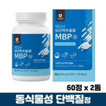 MBP 단백질 정 동식물성 초유산양유 단백분말 프로틴밸런스 엠비피 BCAA 류신단백질, 2통, 60정