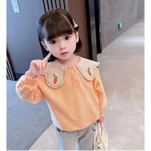 유니콘키즈복 여아 당근 카라 맨투맨 티셔츠 오렌지컬러 맨투맨 티셔츠