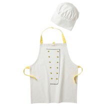 이케아 TOPPKLOCKA 톱클로카 어린이앞치마+요리사모자 화이트/옐로, 기본