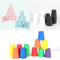 국산 에코 스텍스 컵쌓기 10컬러 무지 스텍컵 12입, 아이보리토끼, 레드