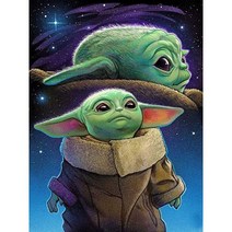 다이아몬드 페인팅 만화 초상화 풀 라운드 모자이크 자수 크로스 스티치 아트 방 DIY 장식, 30x40cm, baby yoda