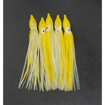 푸른바다피싱 꼴뚜기루어 8cm 12cm 소형 대형 야광 꼴뚜기웜 꼴뚜기채비 5개입, 노랑