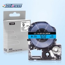 40mm * pvc 리본 스티커 라벨 테이프 엡손 LC-3WBN 용 LW-300 LW-400, [01] 9mm, [05] Black on Blue