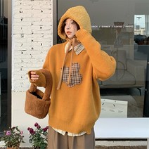 리얼 샷 실제 가격 ~ 크리 에이 티브 천 느슨한 스웨터 + 스트라이프 셔츠 쌓인 투피스 정장
